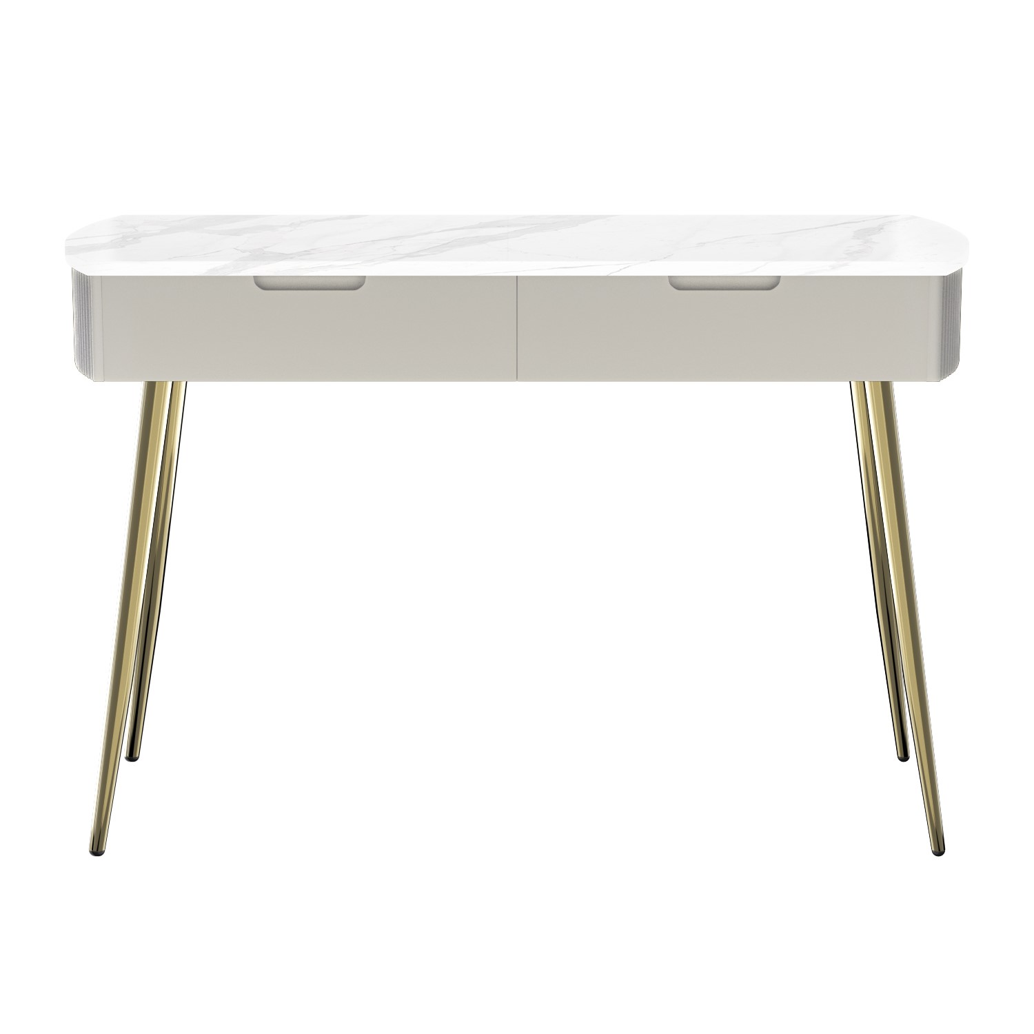 Read more about Curved taupe marble top dressing table with 2 drawers lorenzo